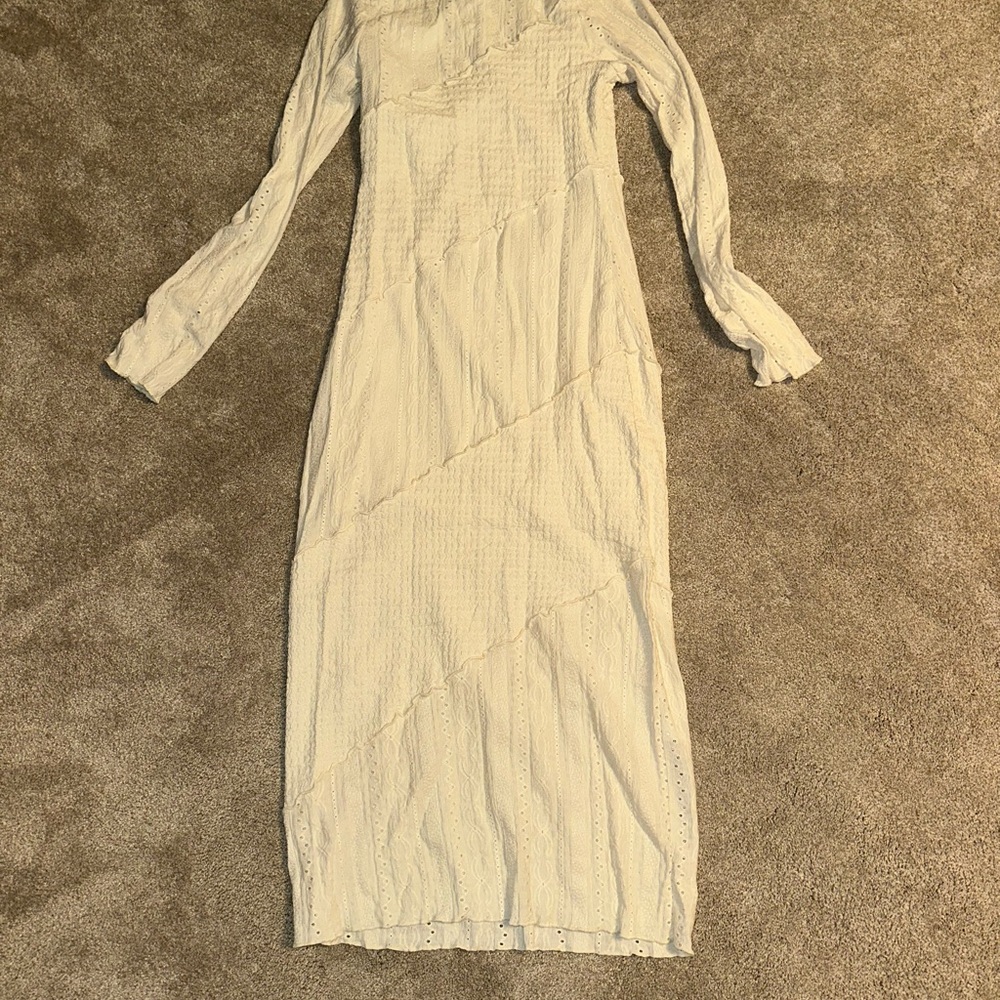 Elegant Cream Long Sleeve Dress